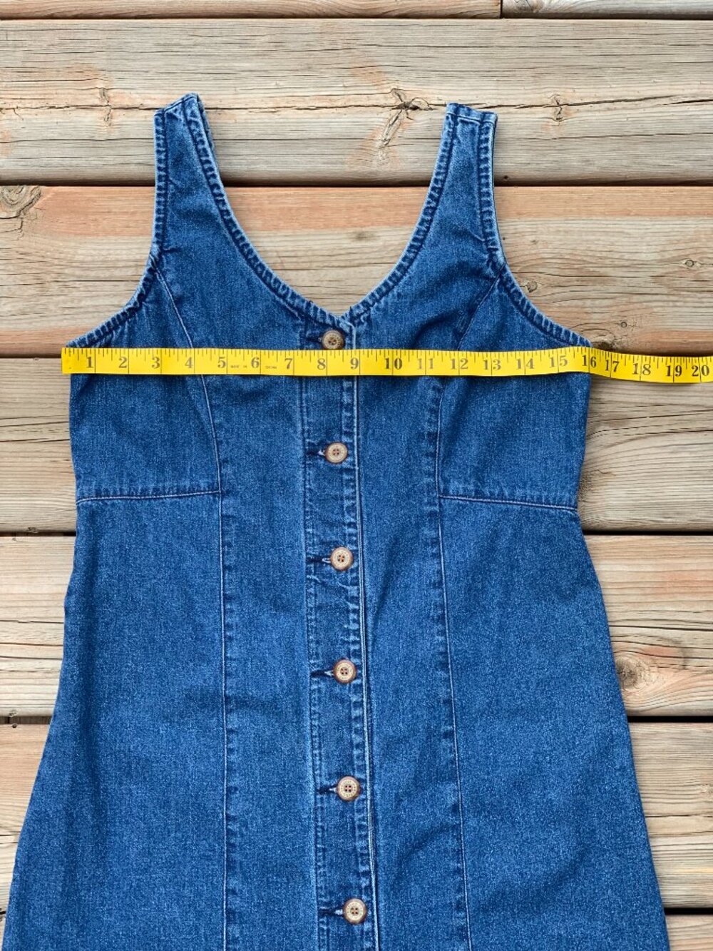 Vtg Denim Maxi Midi Dress 8 Button Front 100% Cotton Cottagecore Modest 90s Boho - Picture 12 of 16
